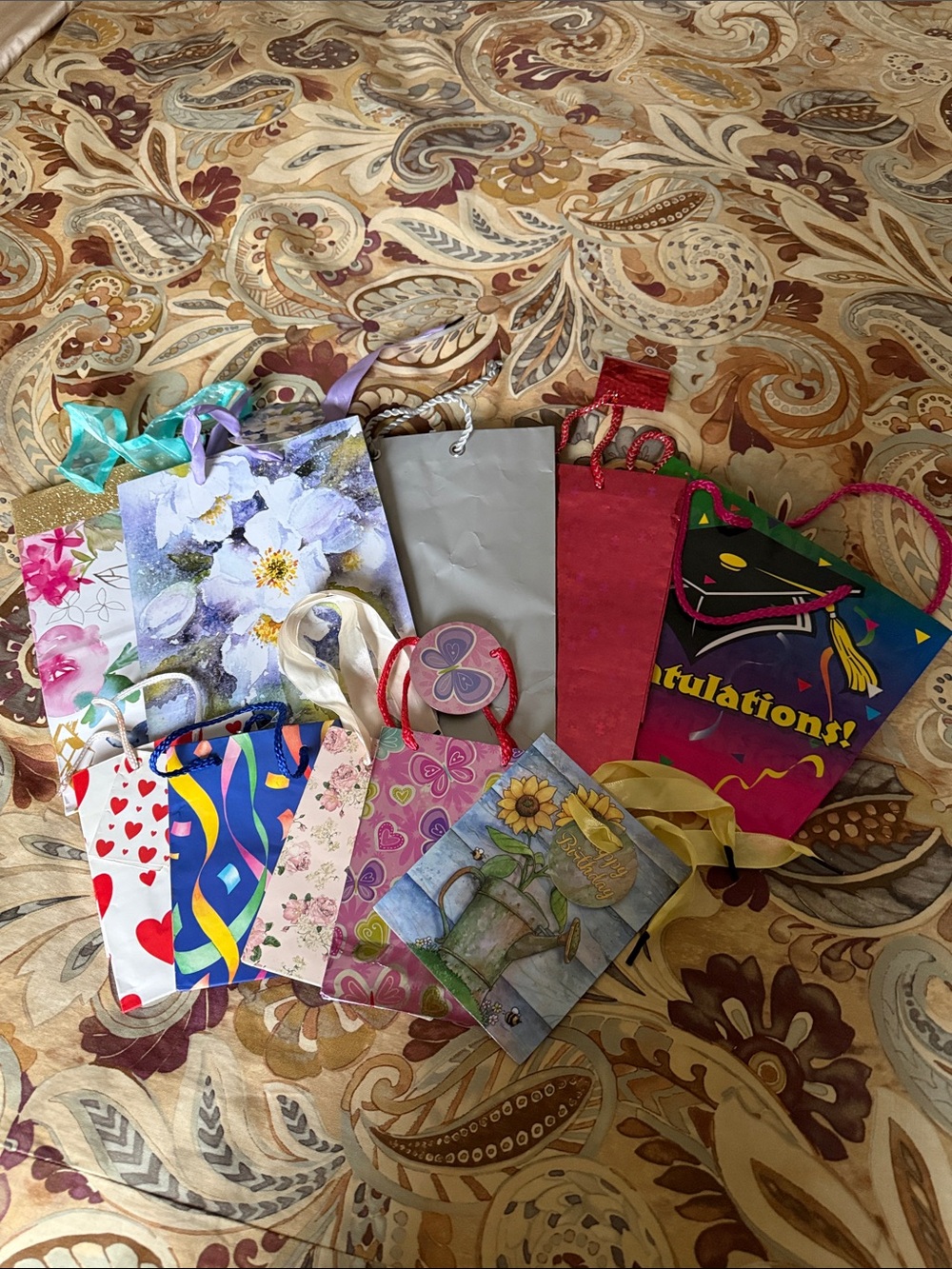 15 Assorted Decorative Gift Bags - Colorful Mixed Set